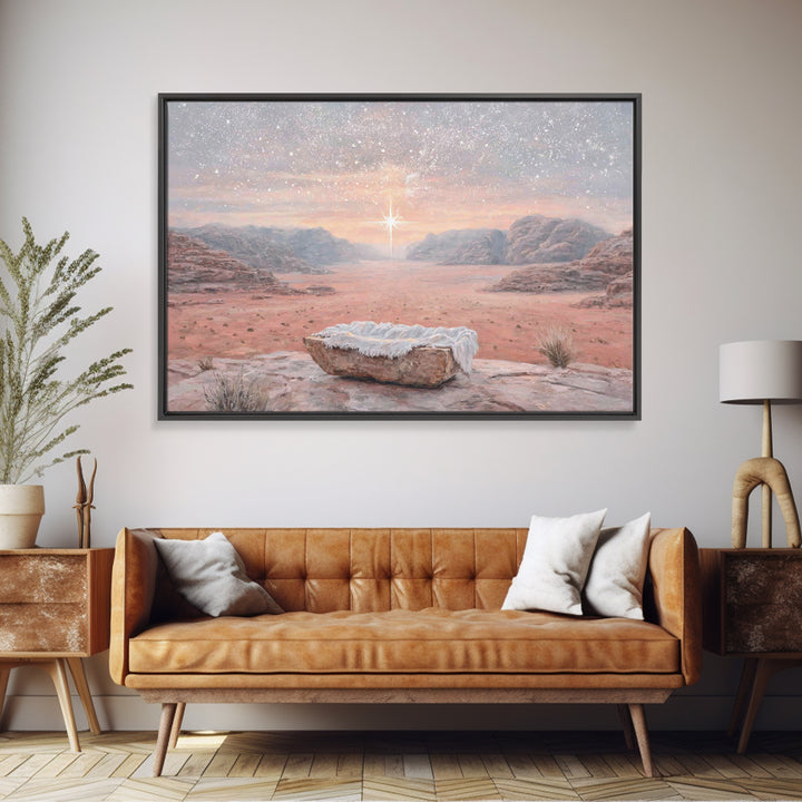 Nativity Sky Wonder, Framed Canvas Print, Christian Wall Art, Christian Art Canvas, Christmas Art, Jesus Christmas Art, Christian Christmas