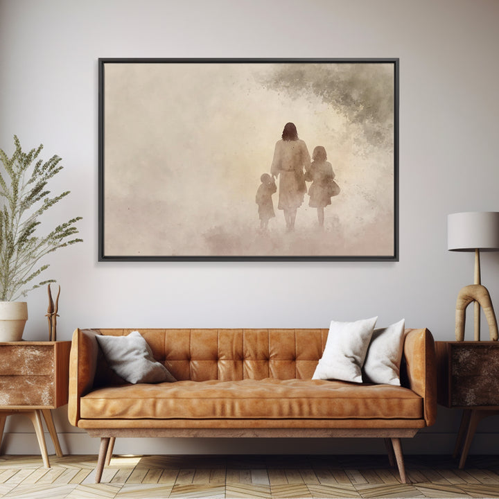 Shepherd Of Children, Framed Canvas Print, Christian Wall Art, Christian Art Canvas, Christian Paintings, Christian Art, Christian Gift Ide