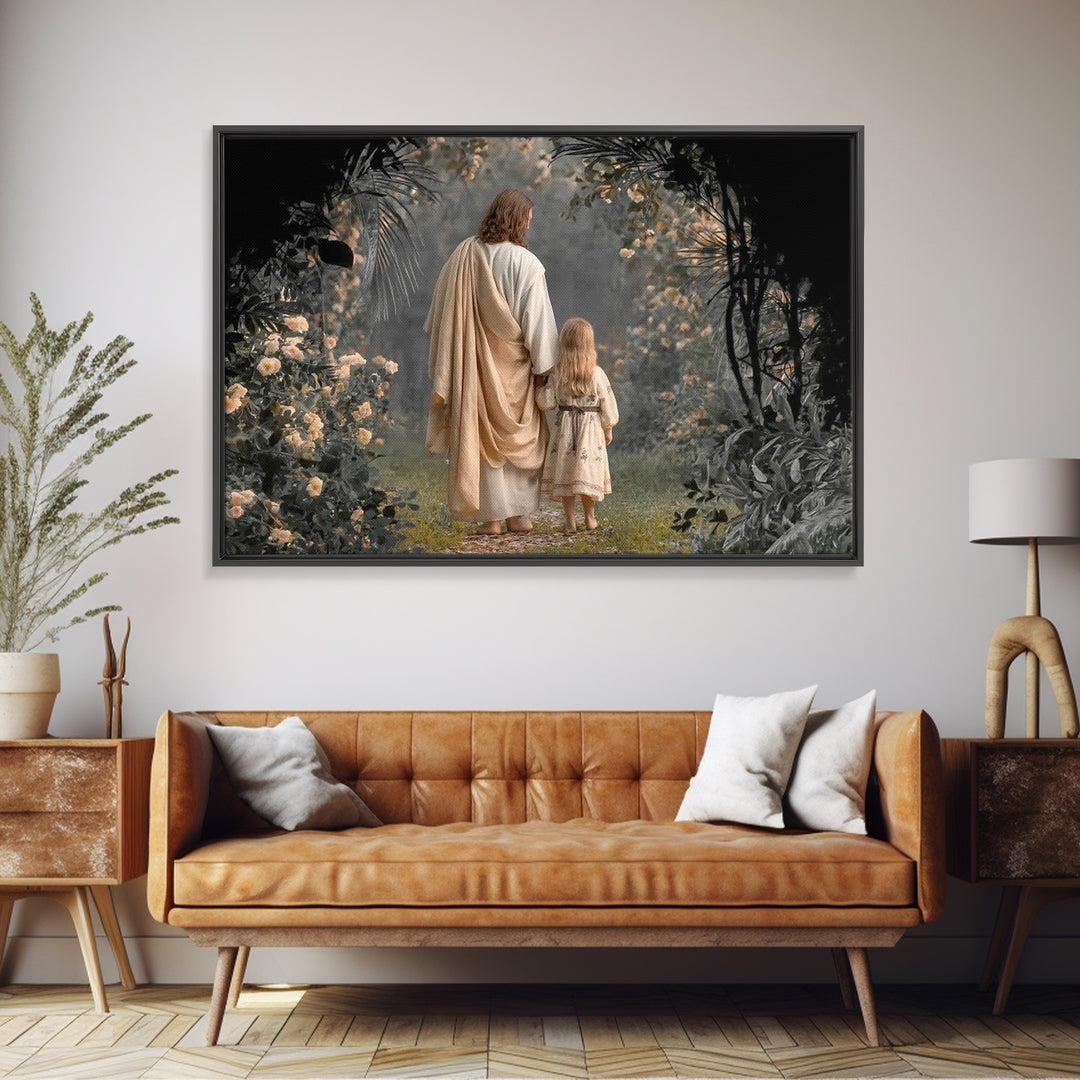 Walking With Grace | Framed Canvas Print | Christian Wall Art | Christian Art Canvas | Subtle Christian Art | Christian Decor | Christian A