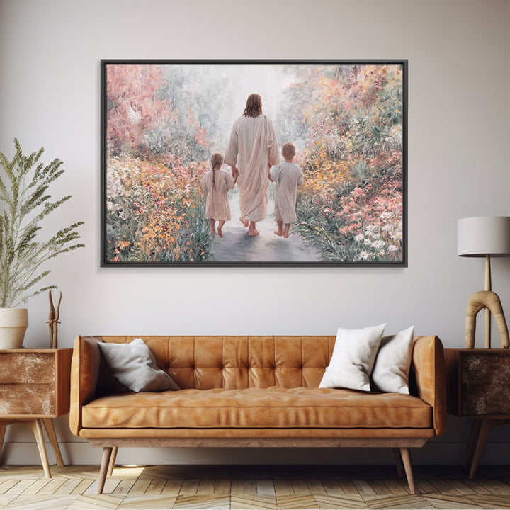Garden Path Savior – Framed Canvas Print – Christian Wall Art – Christian Art Canvas – Christian Paintings – Christian Art – Christian Gift