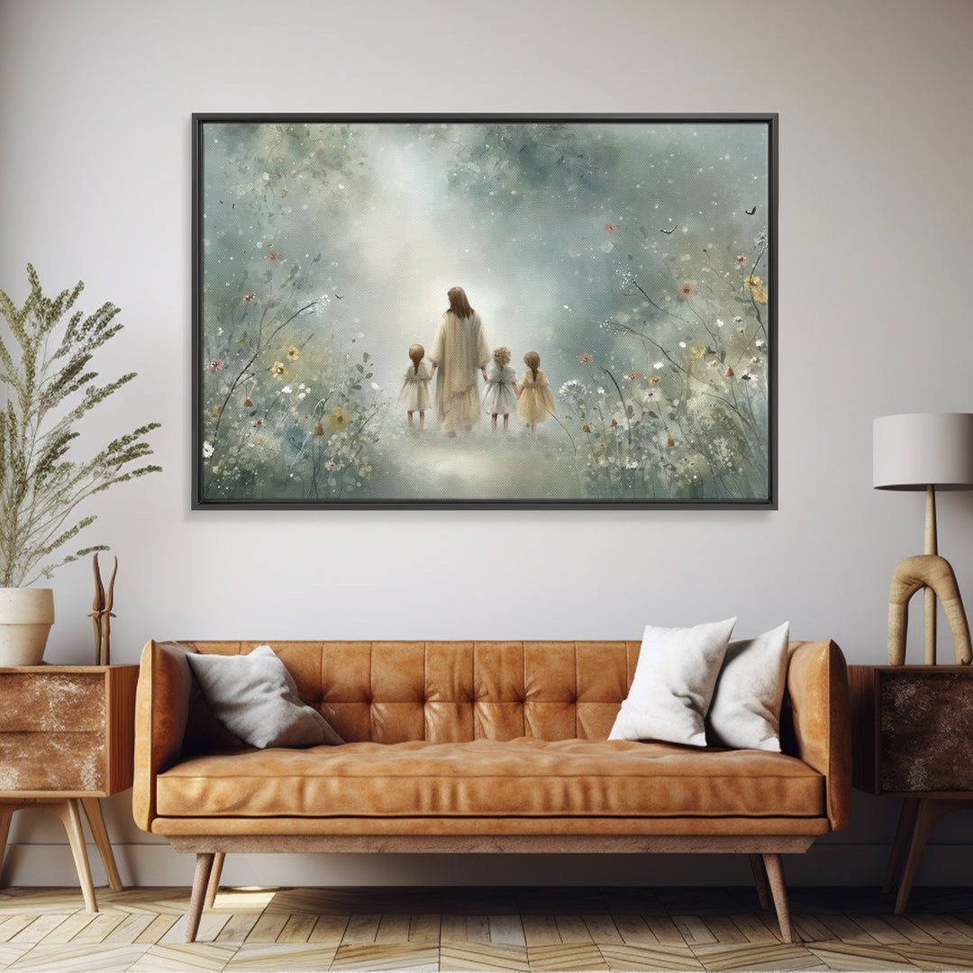 Blossoms Of Heaven, Framed Canvas Print, Christian Art Print, Jesus Painting Canvas, Subtle Christian Art, Christian Wall Art, Christian Gi