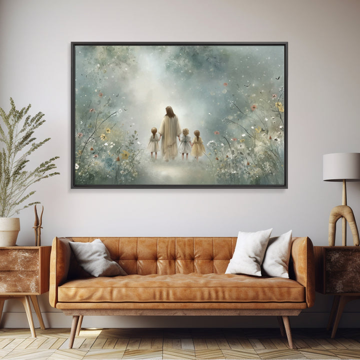 Blossoms Of Heaven, Framed Canvas Print, Christian Art Print, Jesus Painting Canvas, Subtle Christian Art, Christian Wall Art, Christian Gi