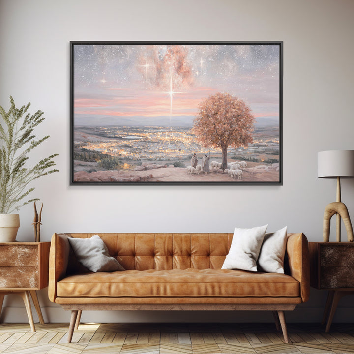 Star Over Bethlehem – Framed Canvas Print – Christmas Art Prints – Jesus Christmas Art – Christian Christmas Decor – Christian Wall Art – C