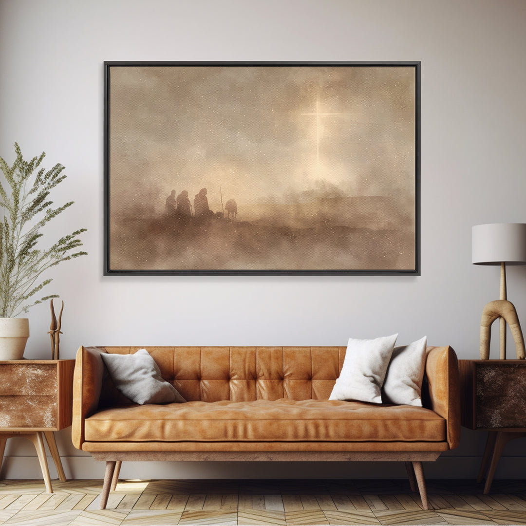 Silent Night Watch | Framed Canvas Print | Moody Christmas Art | Christian Christmas Art | Christmas Canvas Wall Art | Christian Art Canvas
