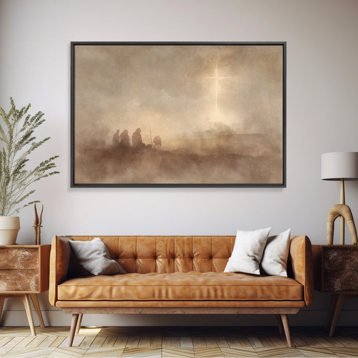 Silent Night Watch | Framed Canvas Print | Moody Christmas Art | Christian Christmas Art | Christmas Canvas Wall Art | Christian Art Canvas
