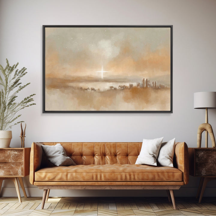 Humble Shepherd Dawn, Framed Canvas Print, Christian Christmas Art, Christmas Wall Art, Framed Christmas Art, Christian Art Print, Christma