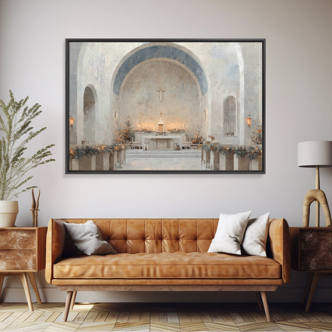 Evergreen Sanctuary | Framed Canvas Print | Christian Wall Art | Christmas Art Prints | Christian Art Canvas | Modern Christmas Art | Chris