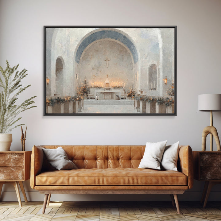 Evergreen Sanctuary | Framed Canvas Print | Christian Wall Art | Christmas Art Prints | Christian Art Canvas | Modern Christmas Art | Chris