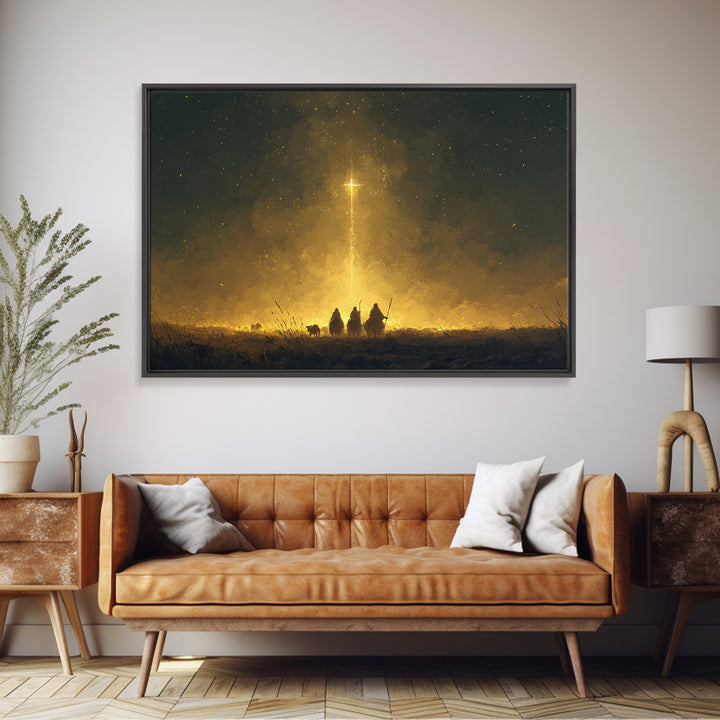 Guiding Star Path – Framed Canvas Print – Christmas Art Prints – Christian Art Canvas – Christian Christmas Decor – Modern Christmas Art –