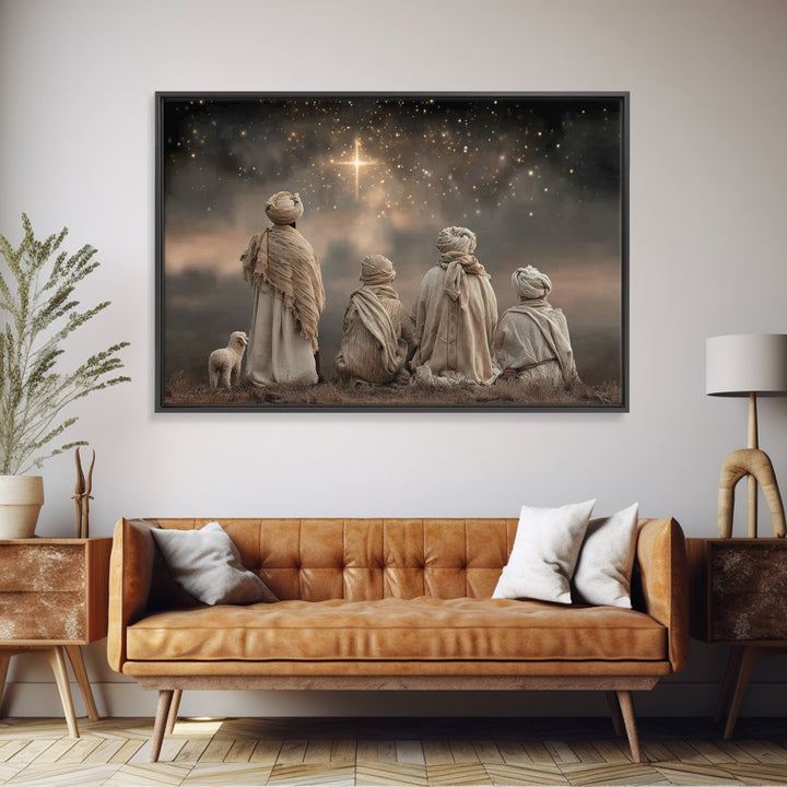 Shepherds In Awe | Framed Canvas Print | Christian Christmas Art | Christmas Wall Art | Framed Christmas Art | Christian Art Canvas | Chris
