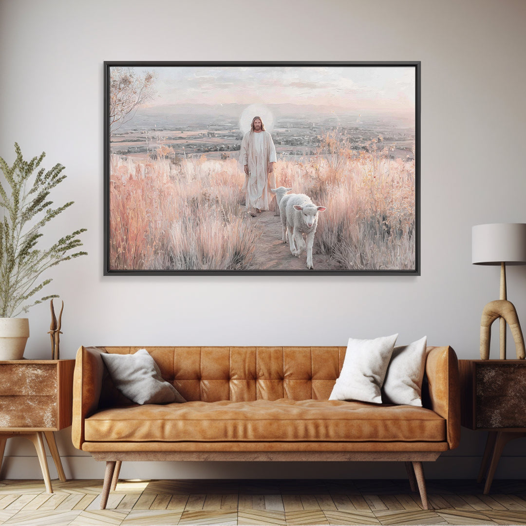 Radiant Path Light, Framed Canvas Print, Christian Art Print, Jesus Painting, Christian Decor, Large Christian Art, Subtle Christian Painti