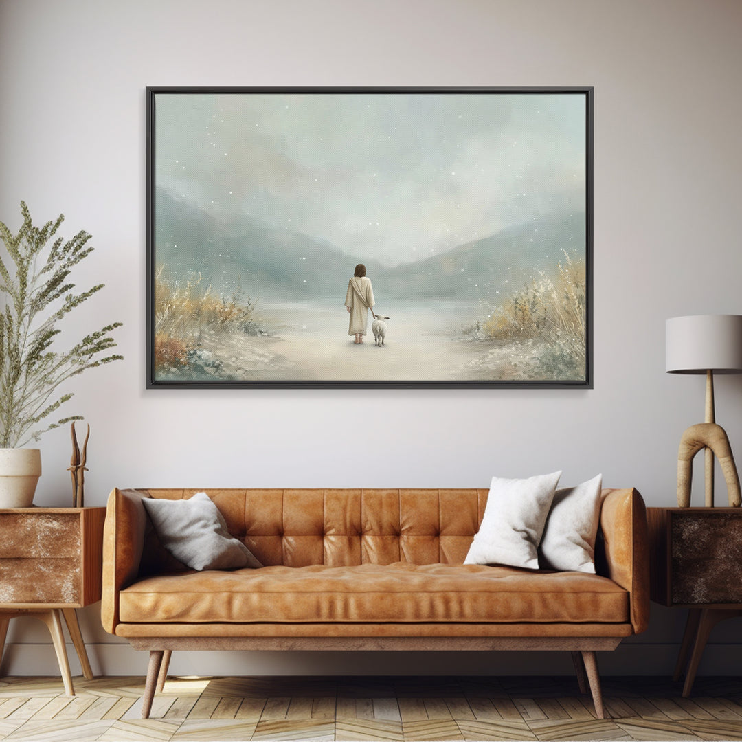 Still Waters Faith – Framed Canvas Print – Christian Art Canvas – Minimalist Christian Art – Jesus Painting – Christian Decor – Christian G