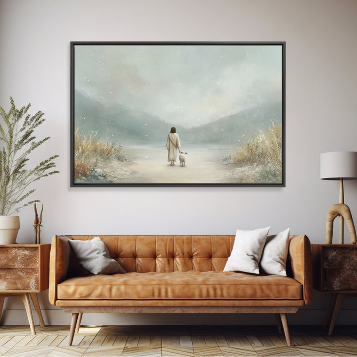 Still Waters Faith – Framed Canvas Print – Christian Art Canvas – Minimalist Christian Art – Jesus Painting – Christian Decor – Christian G