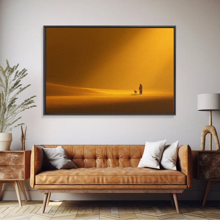 Desert Hope Glow, Framed Canvas Print, Minimalist Christian Art, Christian Art Canvas, Jesus Painting, Christian Decorations, Christian Art