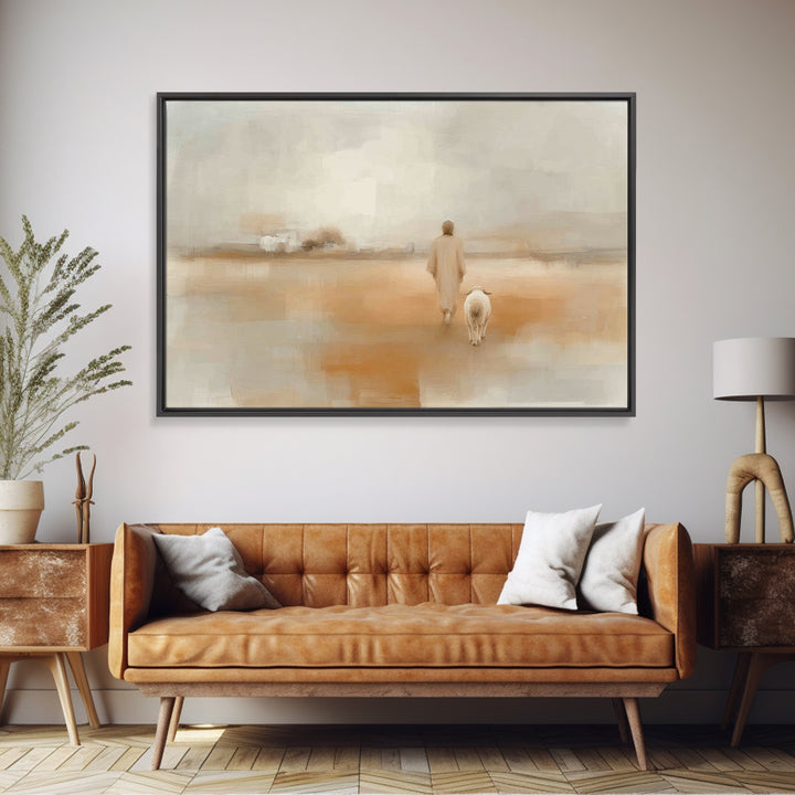 Quiet Fields Grace, Framed Canvas Print, Christian Art Canvas, Jesus Painting, Christian Wall Art, Christian Christmas Art, Subtle Christia