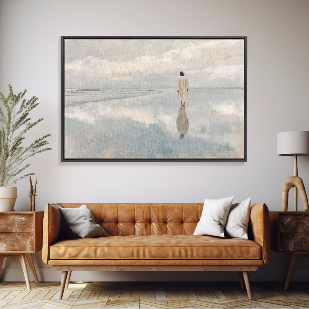 Still Waters Peace, Framed Canvas Print, Christian Wall Art, Modern Christian Art, Jesus Painting, Christian Art Canvas, Christian Decor