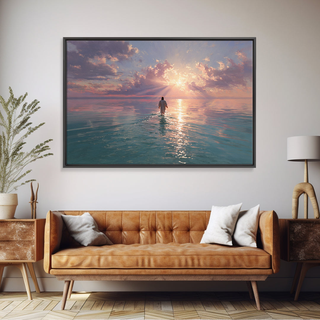 Radiant Sea Hope - Framed Canvas Print - Jesus Painting - Christian Wall Art - Christian Art Canvas - Christian Gift Ideas - Modern Christi
