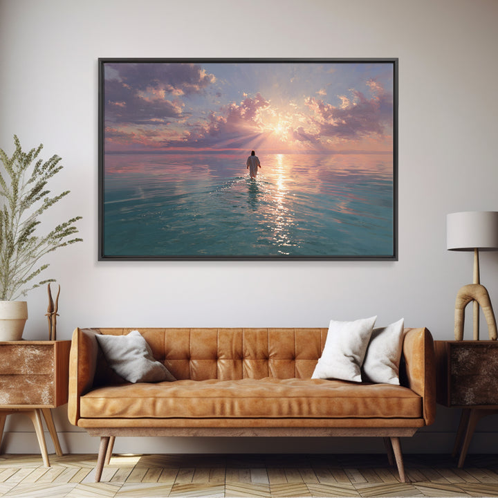 Radiant Sea Hope - Framed Canvas Print - Jesus Painting - Christian Wall Art - Christian Art Canvas - Christian Gift Ideas - Modern Christi