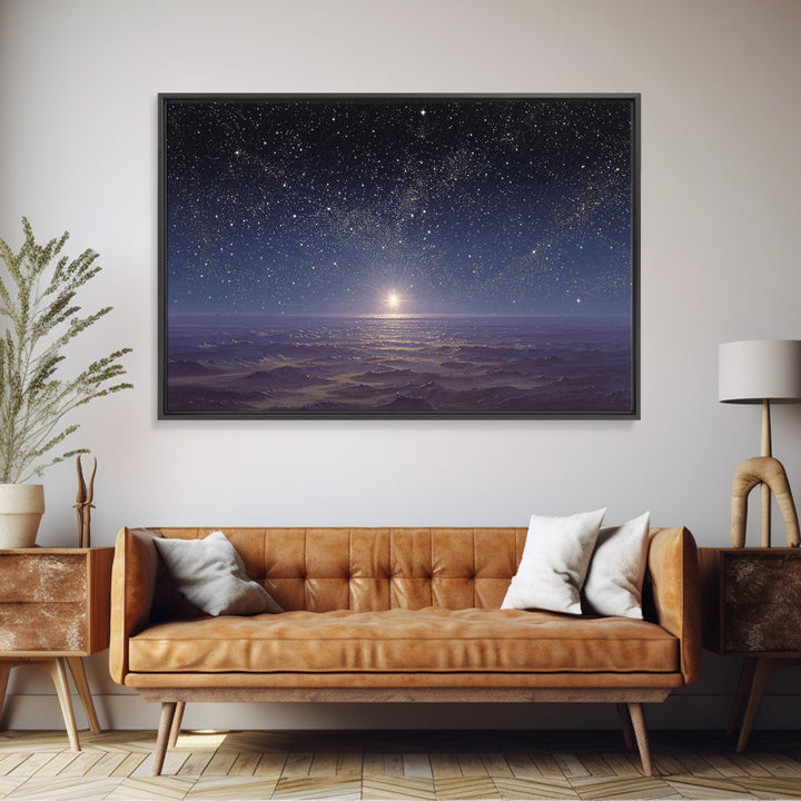 Heavenly Night Glow, Framed Canvas Print, Christian Wall Art, Christmas Canvas Wall Art, Christian Art Painting, Christmas Art Work, Christ