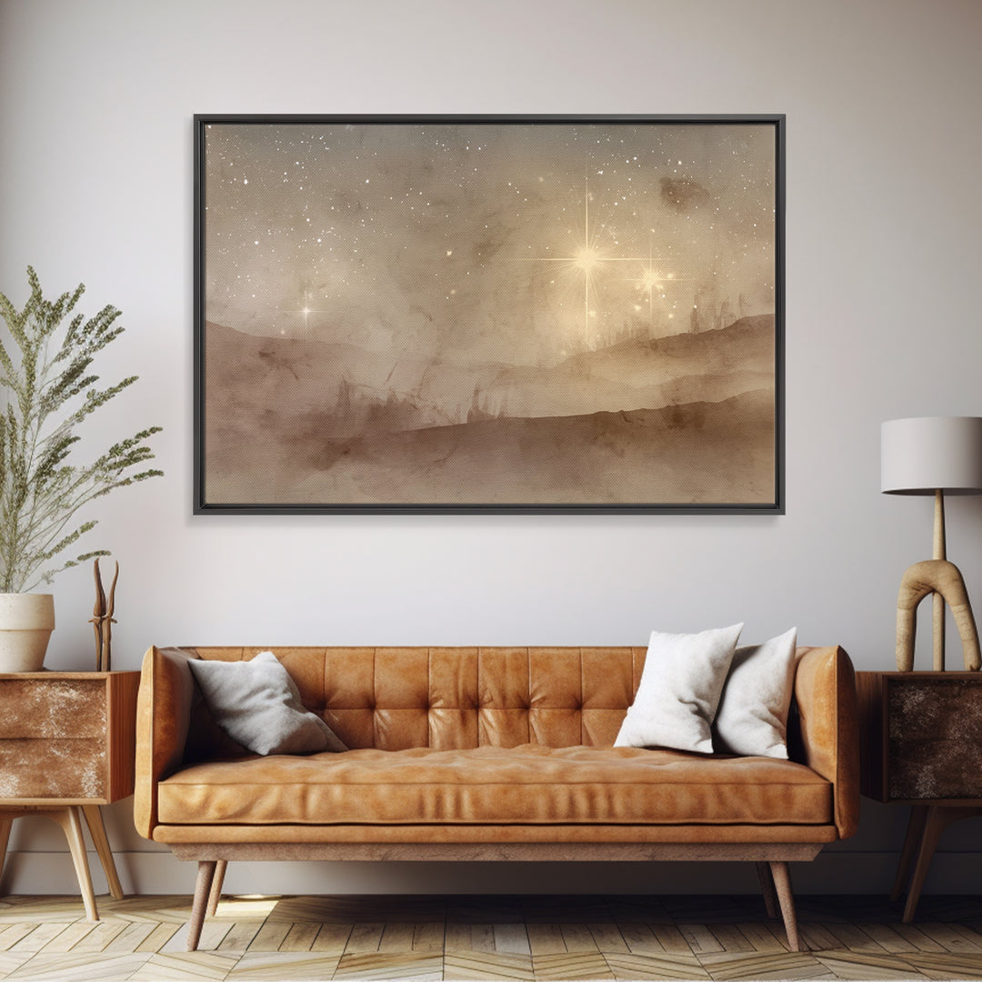 Desert Nativity Sky | Framed Canvas Print | Christmas Art | Christian Art Work | Christian Wall Art | Christian Christmas Decorations | Chr