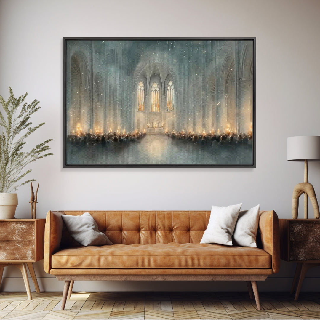 Cathedral Reflections – Framed Canvas Print – Christian Christmas Art – Christian Art Work – Christmas Canvas Wall Art – Modern Christian A