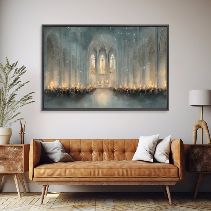 Cathedral Reflections – Framed Canvas Print – Christian Christmas Art – Christian Art Work – Christmas Canvas Wall Art – Modern Christian A