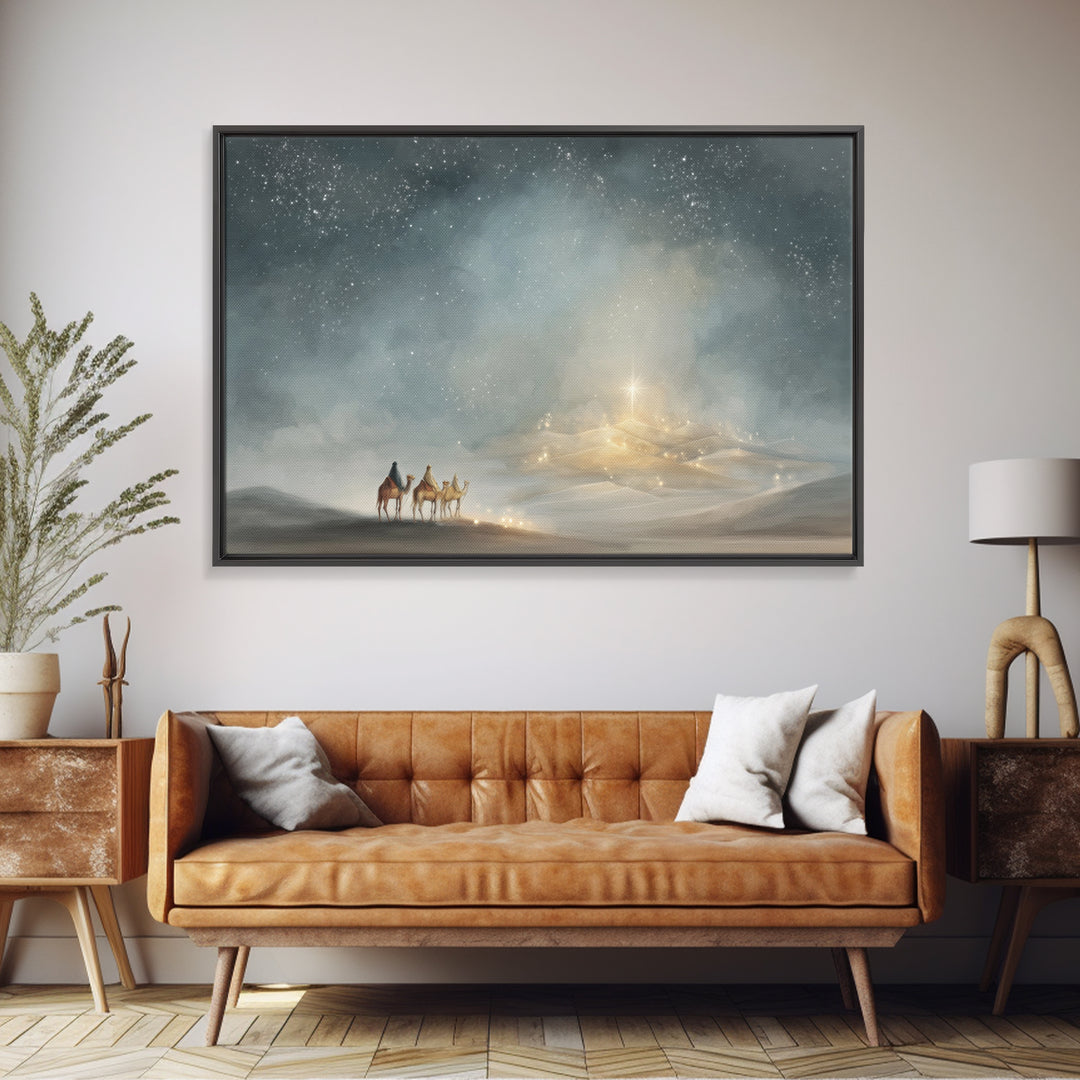 Guiding Light Path – Framed Canvas Print – Christmas Wall Art – Christian Art Work – Christian Art Print – Christian Christmas Decor – Jesu