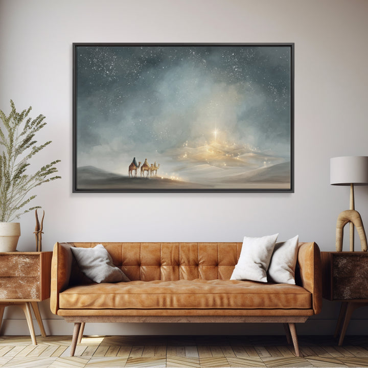 Guiding Light Path – Framed Canvas Print – Christmas Wall Art – Christian Art Work – Christian Art Print – Christian Christmas Decor – Jesu