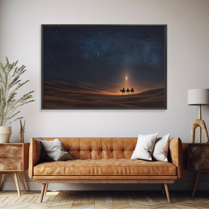 Desert Night Wonder | Framed Canvas Print | Christian Christmas Art | Christian Wall Art | Christian Art Print | Christmas Canvas Wall Art