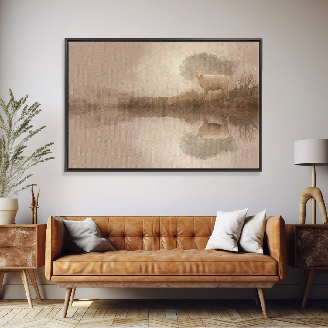 Lamb Of Peace, Framed Canvas Print, Christian Art Print, Christian Wall Art, Christian Decor For Home, Christian Gift, Subtle Christian Art
