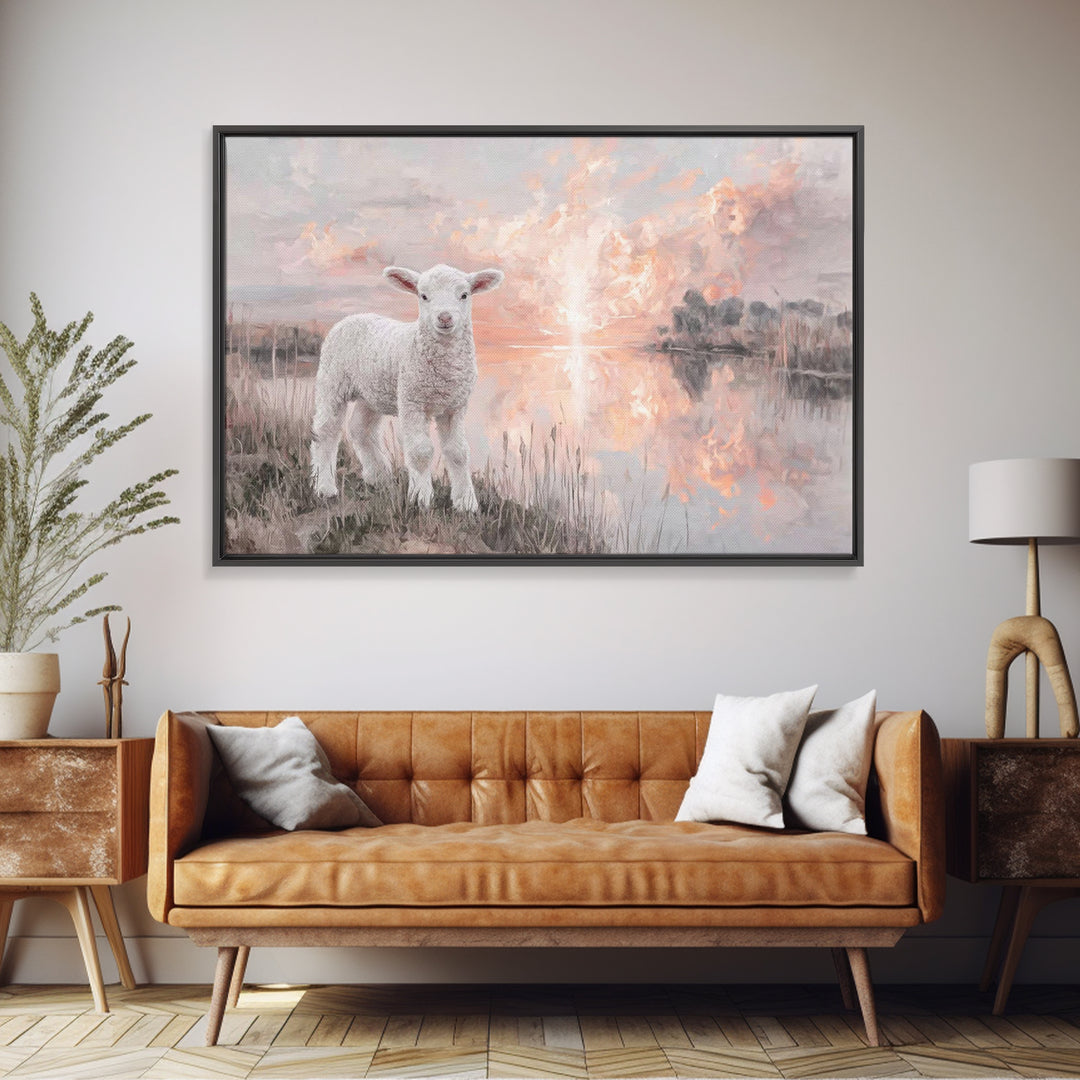 Dawn Of The Lamb – Framed Canvas Print – Christian Wall Art – Christian Art Canvas – Christian Decor – Christian Gift Ideas – Subtle Christ