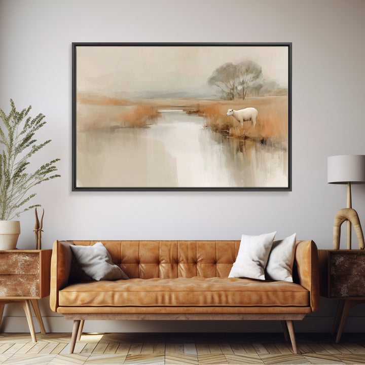 Dawn Meadow Grace, Framed Canvas Print, Christian Art Canvas, Christian Wall Art, Modern Christian Art, Christian Painting