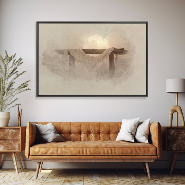 Eternal Morning Cross | Framed Canvas Print | Christian Painting | Christian Art Canvas | Christian Wall Art | Modern Christian Art