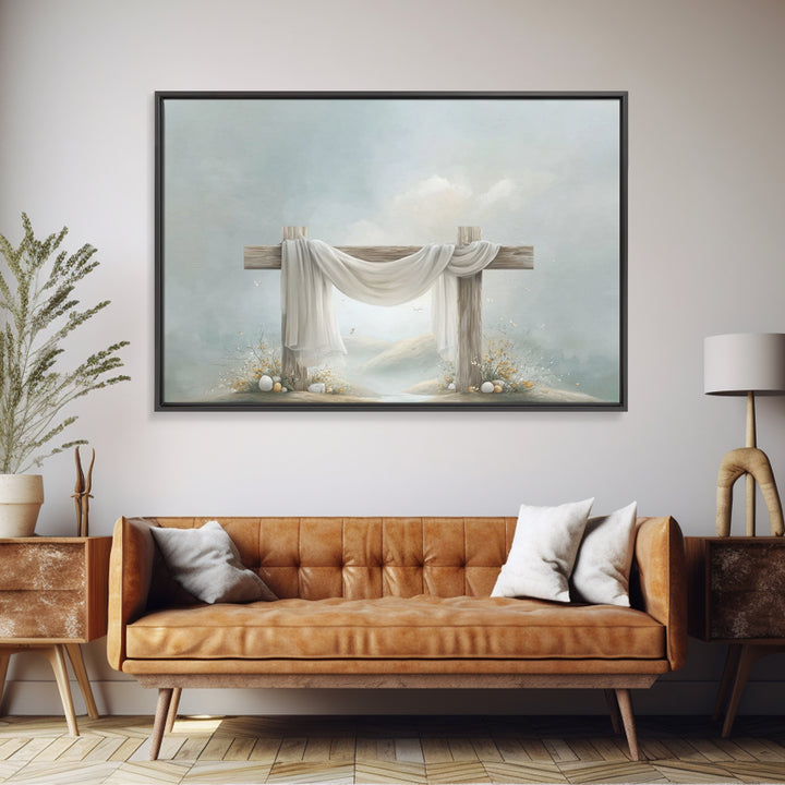 Risen Garden Peace - Framed Canvas Print - Christian Wall Art - Christian Art Canvas - Christian Painting - Subtle Christian Art