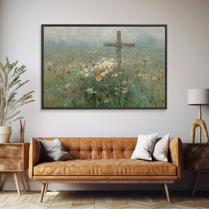 Wildflower Redemption | Framed Canvas Print | Christian Art Canvas | Vintage Christian Art | Christian Wall Art | Christian Painting