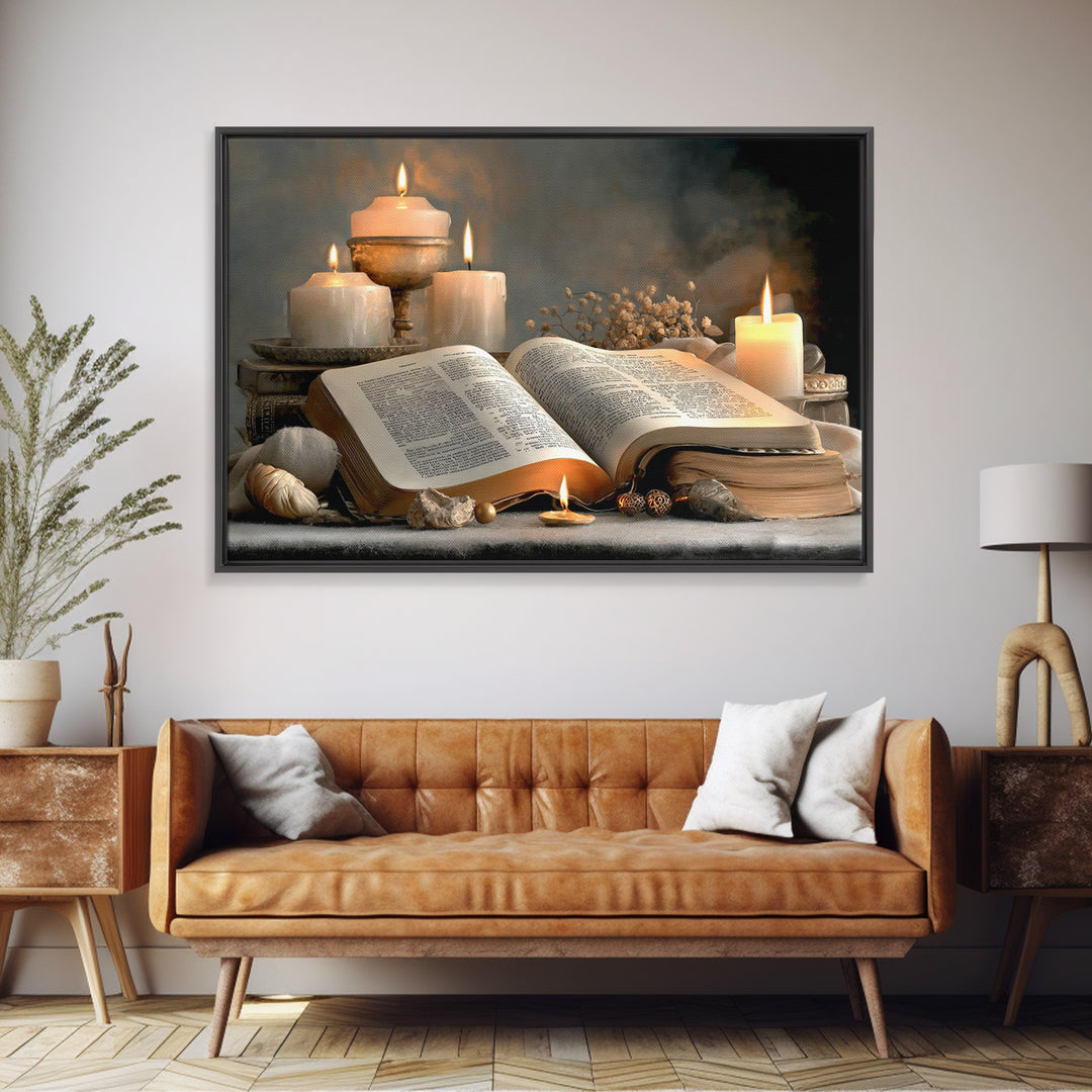 Sacred Scripture | Framed Canvas Print | Christian Art Canvas | Christian Decor | Christian Wall Art | Christmas Art | Christian Painting