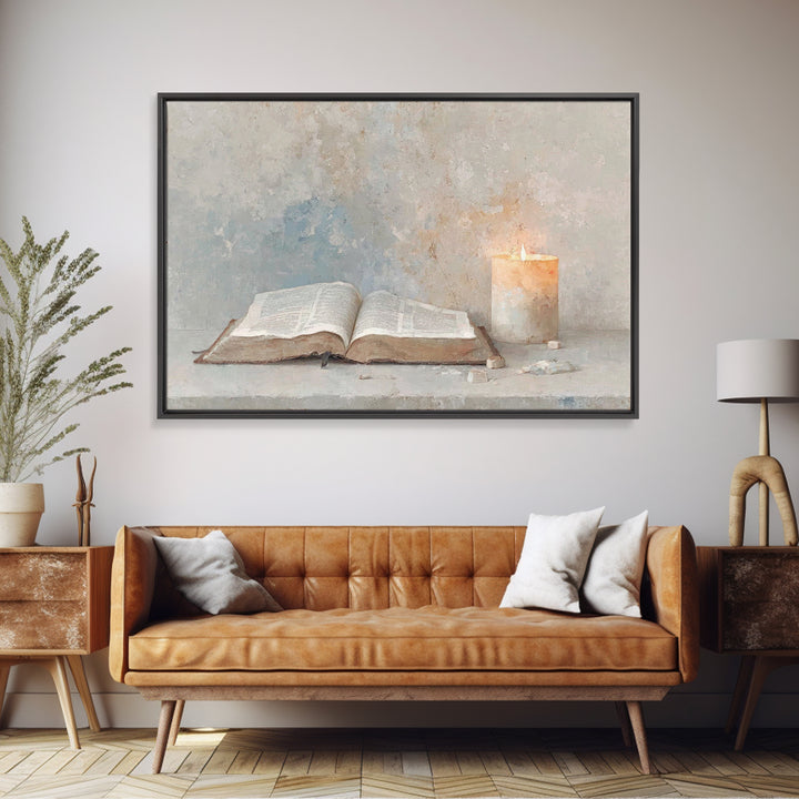 Candle Of Mercy | Framed Canvas Print | Christian Painting | Christmas Art | Christian Art Canvas | Christian Wall Art | Christian Decor