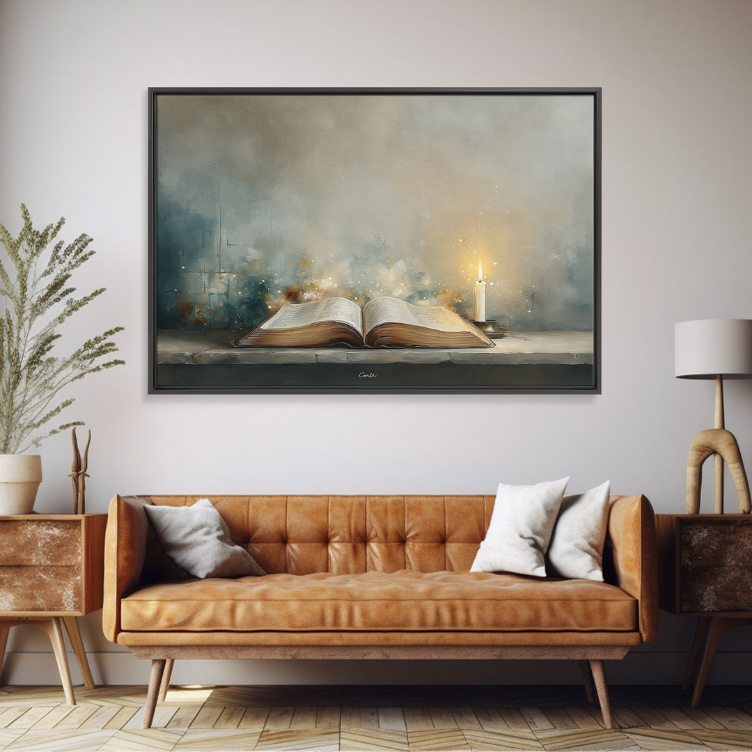 Candle Of Promise | Framed Canvas Print | Christian Wall Art | Christian Art Canvas | Christian Painting | Christian Decor | Christmas Art