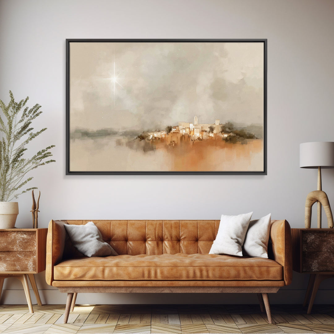 Bethlehem Rising – Framed Canvas Print – Christian Art – Christmas Canvas Wall Art – Modern Christmas Art – Christian Christmas Art – Chris