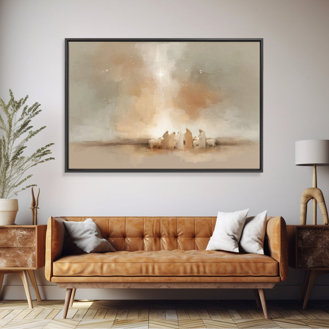 Shepherds Of Wonder | Framed Canvas Print | Christmas Art | Christian Wall Art | Christian Painting | Christian Art Canvas | Christian Deco