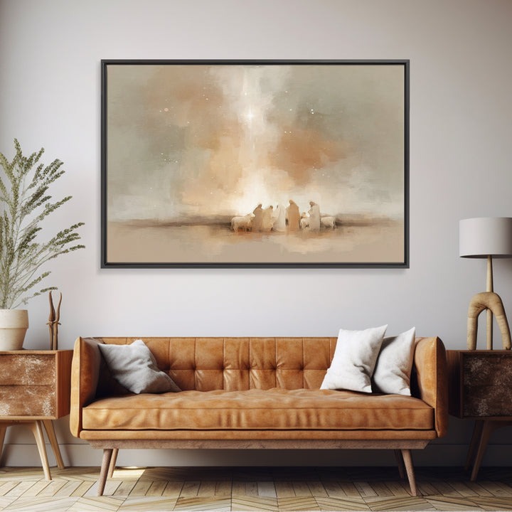 Shepherds Of Wonder | Framed Canvas Print | Christmas Art | Christian Wall Art | Christian Painting | Christian Art Canvas | Christian Deco