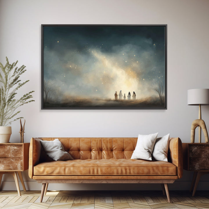 Starborn Night – Framed Canvas Print – Christian Wall Art – Jesus Painting – Christian Art Canvas – Christian Christmas Art – Christmas Art