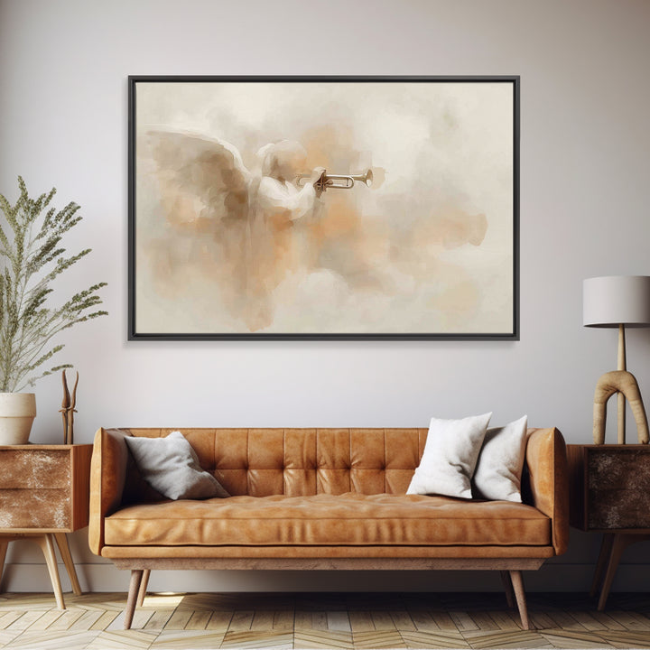 Trumpet Herald – Framed Canvas Print – Christian Art Canvas – Christian Wall Art – Christian Christmas Art – Christmas Art – Christian Art
