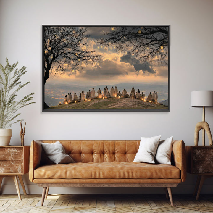 Gathered at Dawn – Framed Canvas Print – Christian Christmas Art – Christian Wall Art – Christian Art Canvas – Christmas Art – Christian Pa
