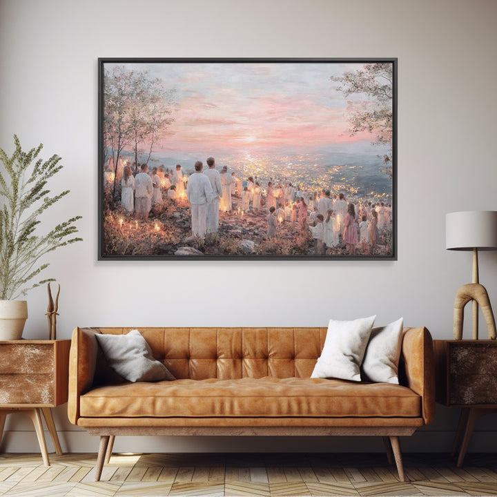 Lantern Vigil – Framed Canvas Print – Christian Christmas Art – Christian Painting – Christian Wall Art – Christian Art Canvas – Christmas