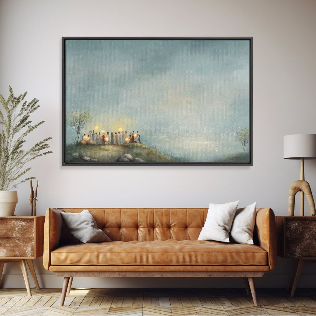City of Light – Framed Canvas Print – Christian Art Canvas – Christian Wall Art – Christian Painting – Christian Christmas Art – Christmas