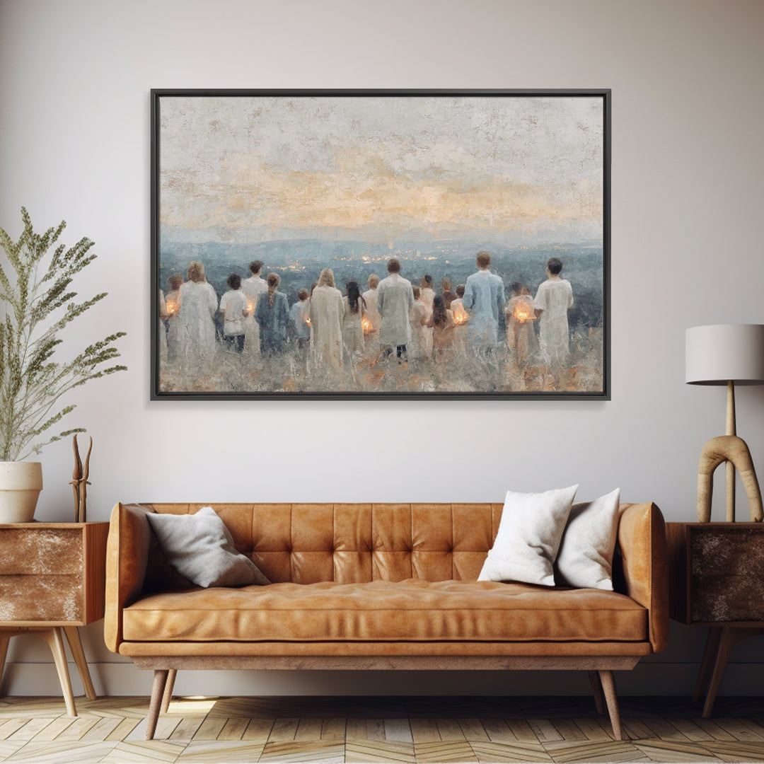 Dawn Assembly – Framed Canvas Print – Christian Wall Art – Christian Art Canvas – Christian Christmas Art – Christmas Art – Christian Paint