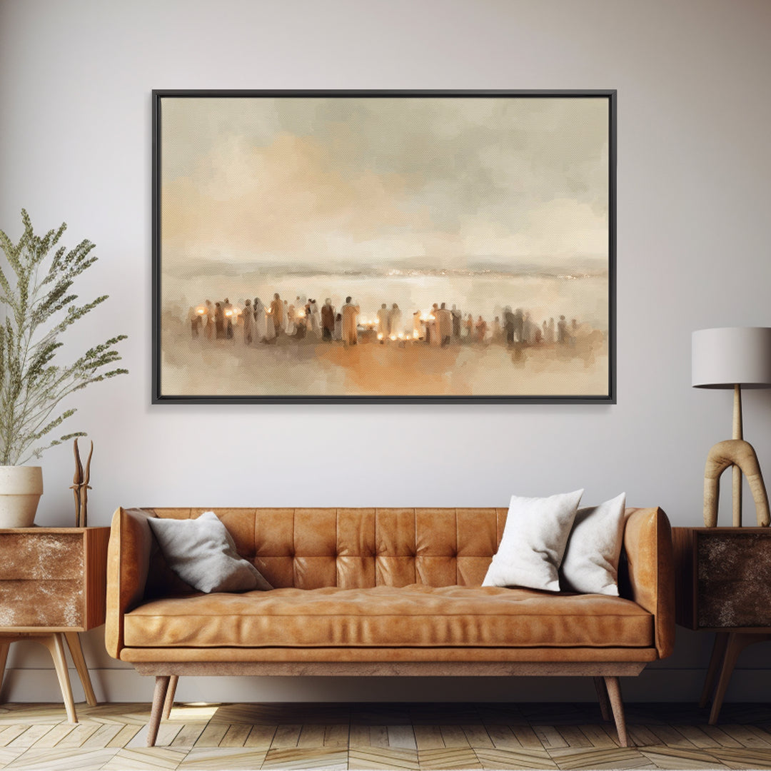Silent Gathering – Framed Canvas Print – Christian Art Canvas – Christian Christmas Art – Christian Painting – Christian Wall Art – Christm