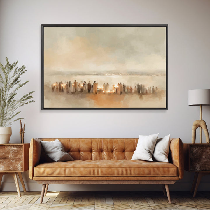 Silent Gathering – Framed Canvas Print – Christian Art Canvas – Christian Christmas Art – Christian Painting – Christian Wall Art – Christm