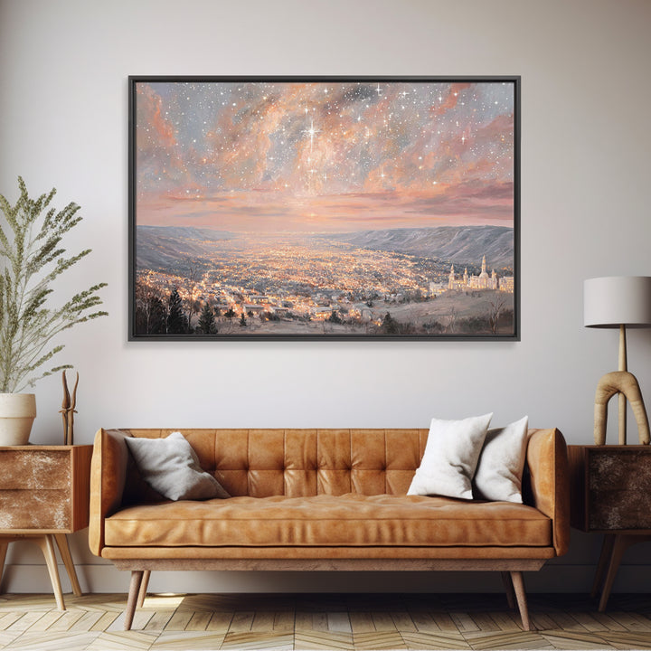 Heavenly Dawn Light, Framed Canvas Print, Christian Art Canvas, Christian Wall Art, Christmas Art Prints, Jesus Christmas Art, Christian De